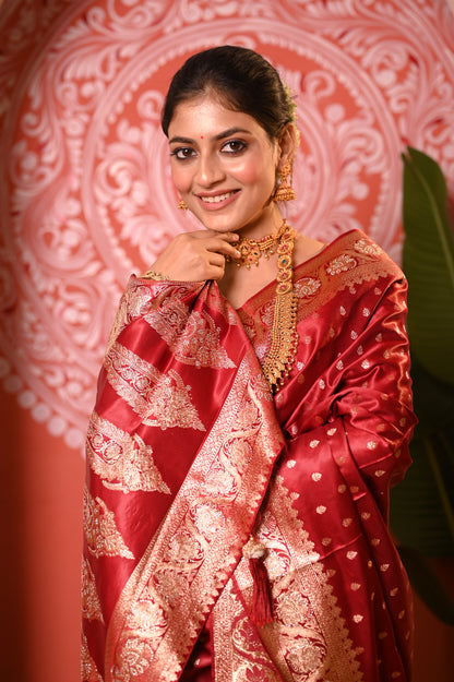 Nevash Dola Silk Gold Zari Butti Saree
