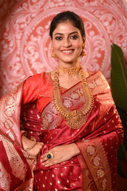 Nevash Dola Silk Gold Zari Butti Saree