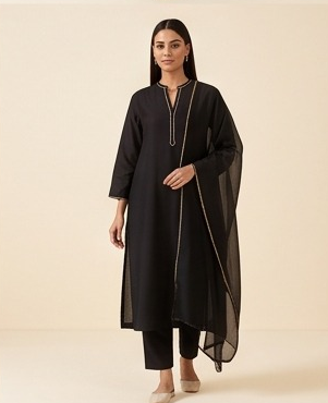 Coral Brocade Kurta Set